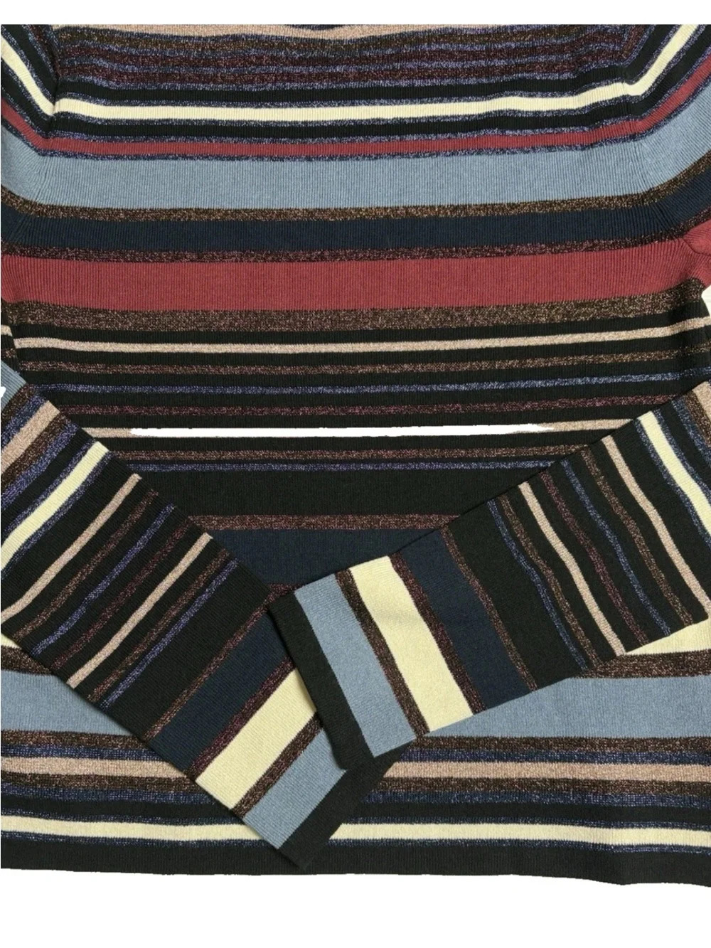 Veronica Beard Palmas Multicolored Metallic Striped Sweater Sz Small Cropped EUC